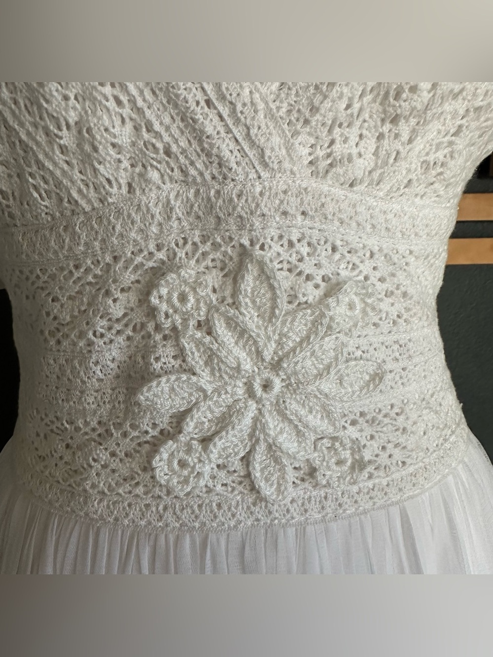 With Grace Ivory Lace Tulle Midi Dress NWT $800 Boho Bridal Anthro style Sz 8 - Picture 5 of 11